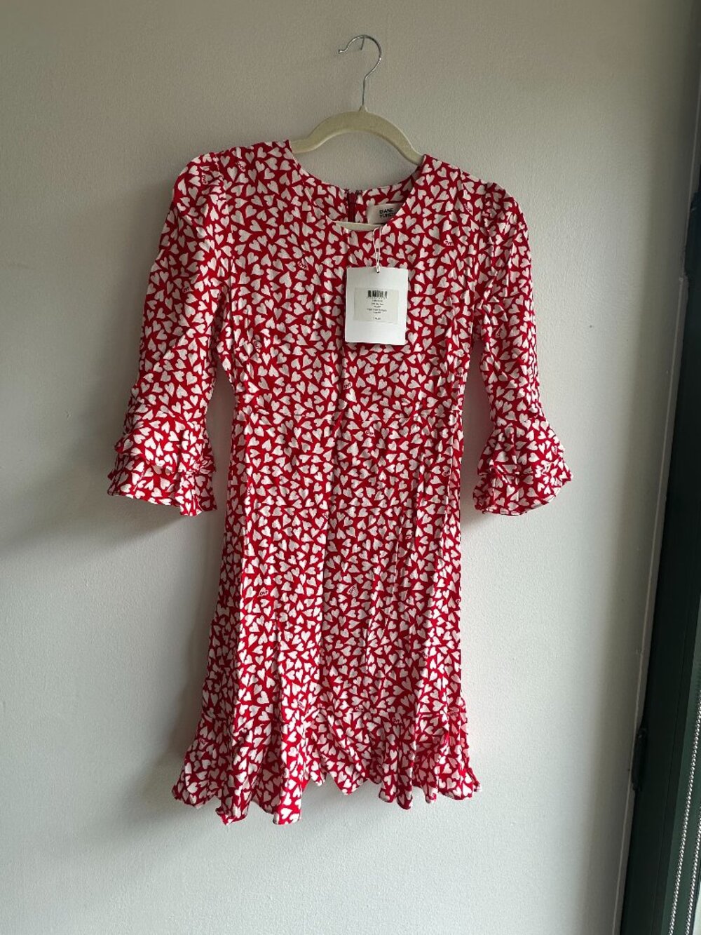 NWT DVF Diane Von Furstenberg Heart Print Mini Dress Size 00